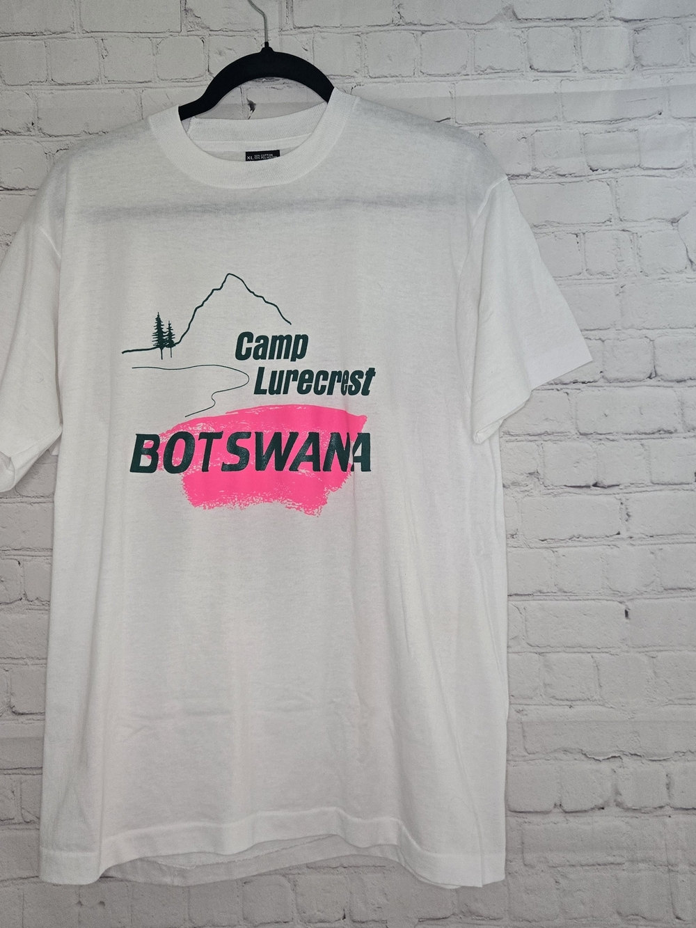 American vintage single stitch 90s white Camp Lurecrist Botswana cotton t-shirt